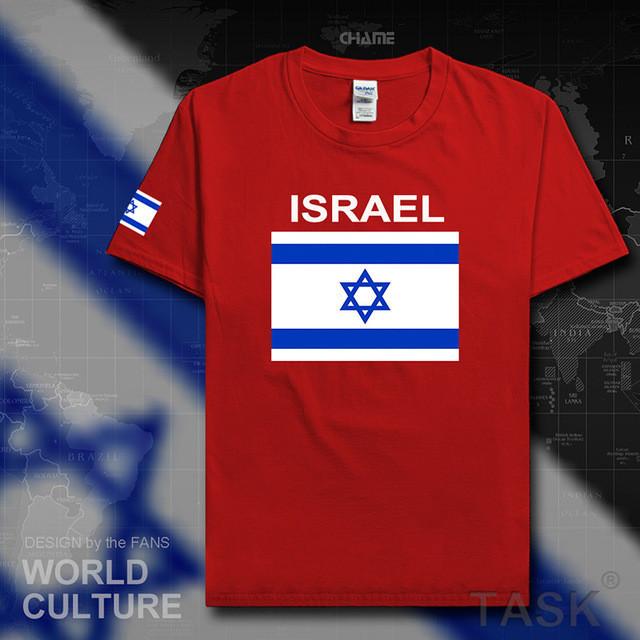 Israel Flag Top. Israeli Men T Shirt Team Cotton Shirts apparel Red S 