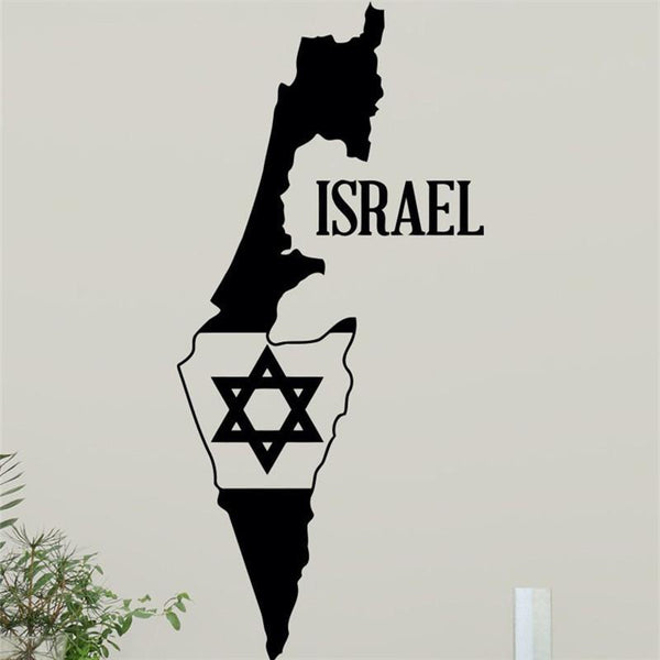 Israel Map & Flag Wall Decal - Choose Color & Size ! 