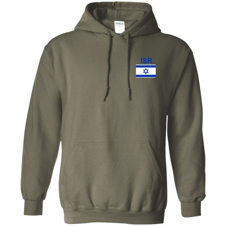 Israel Sweatshirt Pullover Hoodie Front & Back Print Apparel Israel Sweatshirt Pullover Hoodie 8 oz. Military Green S