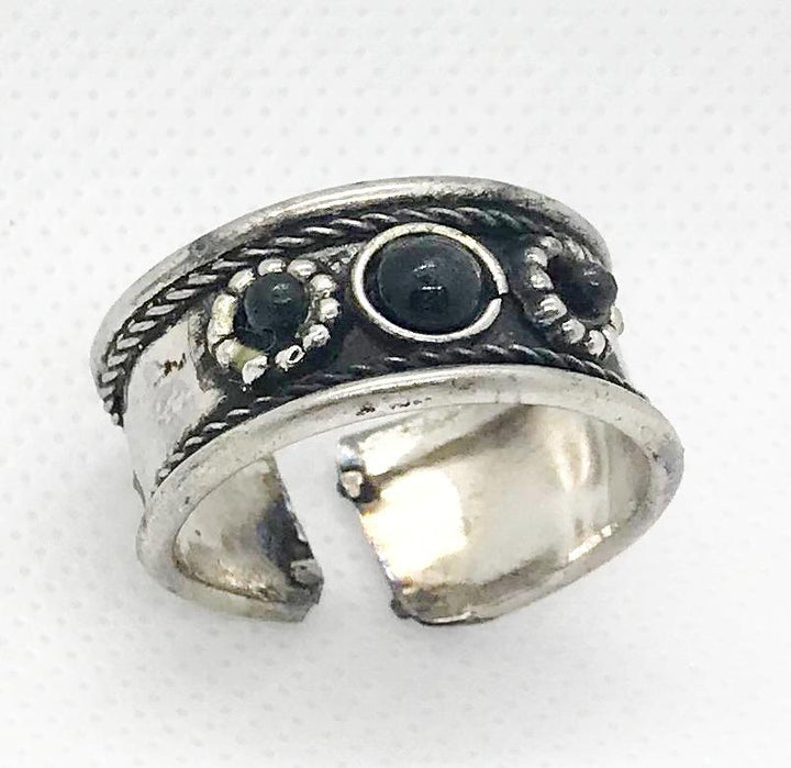 Israeli 3 Gemstone Rings Black Onyx 