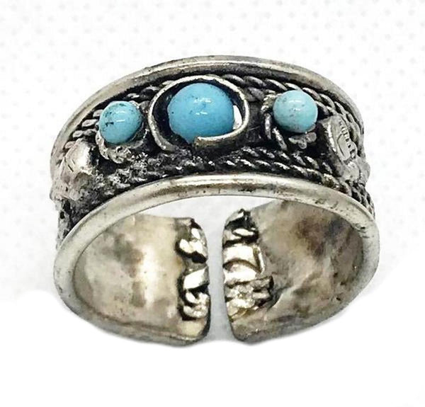 Israeli 3 Gemstone Rings Turquoise 