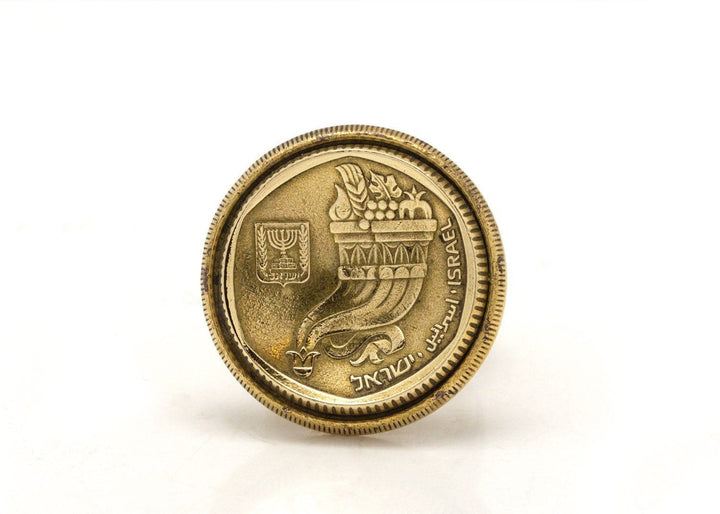 Israeli 5 Sheqel Coin Ring - 2 Old, Collector Sheqel Coins Of Israel 