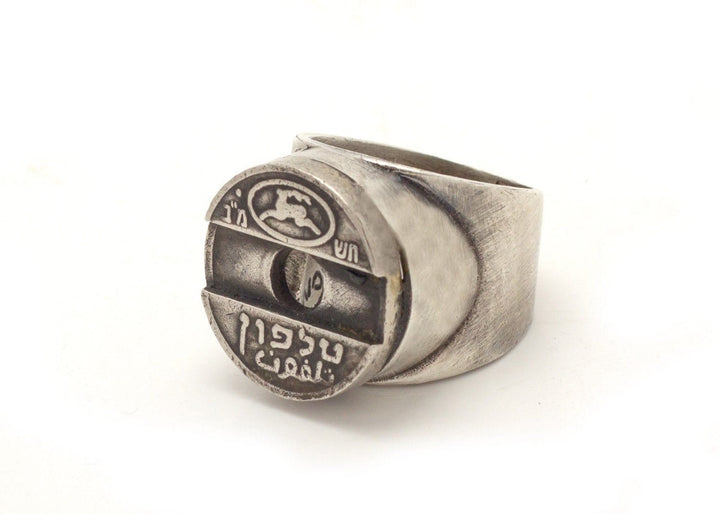 Israeli Asimon Telephone Token Coin - Old, Collector's Coin Ring RINGS 