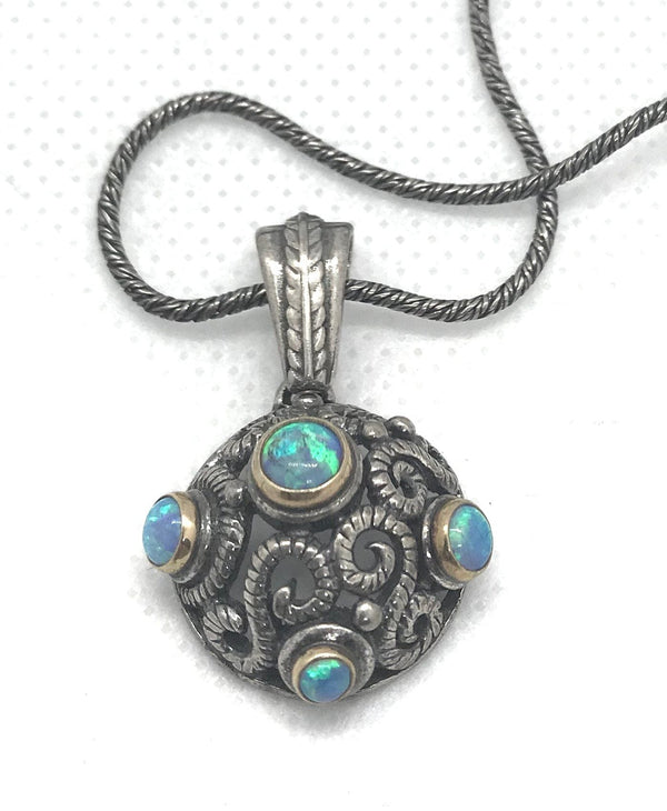 Israeli Dome Sterling Silver Opal Necklace Gift 