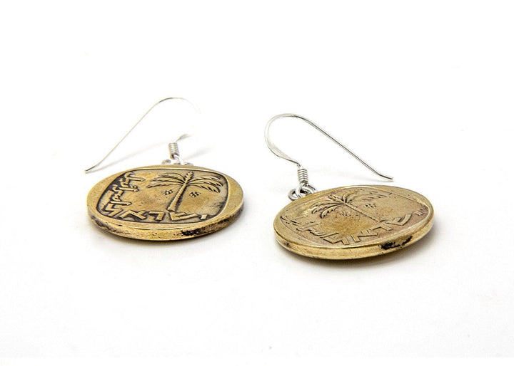 Israeli Old, Collector'S Coin Dangling Earrings - 10 Agorot Coin Of Israel 