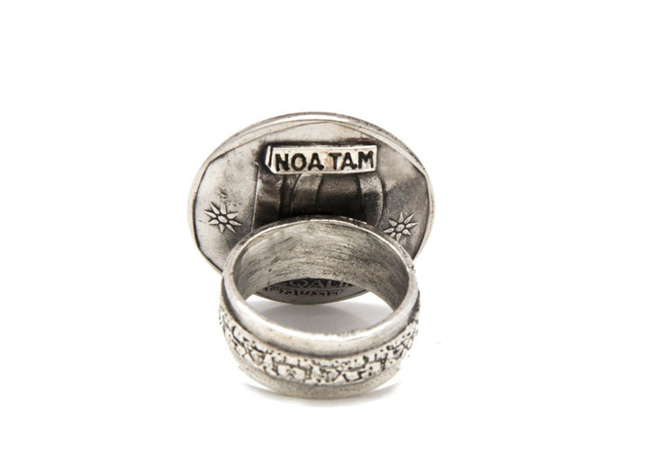 Israeli Old, Collector'S Coin Ring - 10 Sheqelim Antiqe Boat Ring 