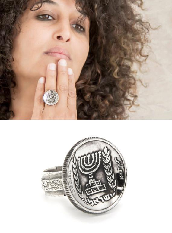 Israeli Old, Collector s Coin Ring - Old 1/2 pound Coin of Israel ...