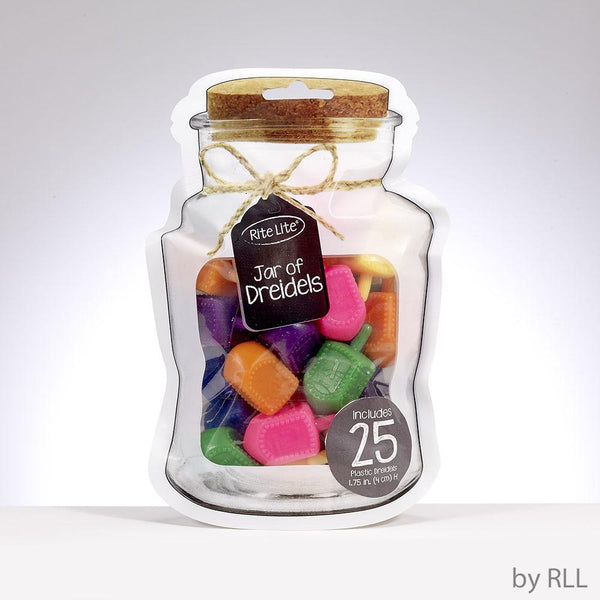 "jar" Of Dreidels, 25 Medium Plastic Dreidels, Multicolor Chanukah 