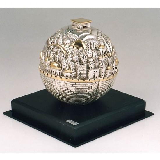 Jerusalem Globe Ball On Marble Stand Collectible 130 mm 