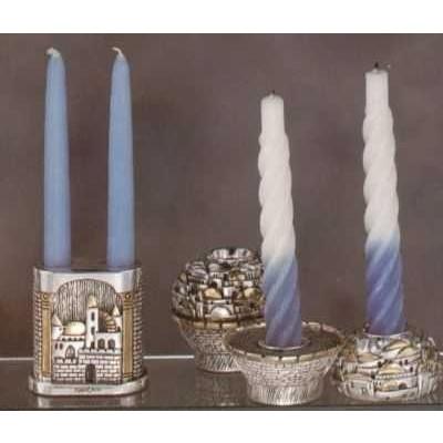 Jerusalem Theme Candleholders - Silver Candlesticks 