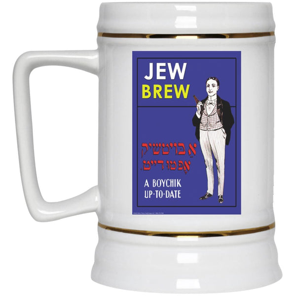 Jew Brew Beer Stein 22oz. Drinkware White One Size 