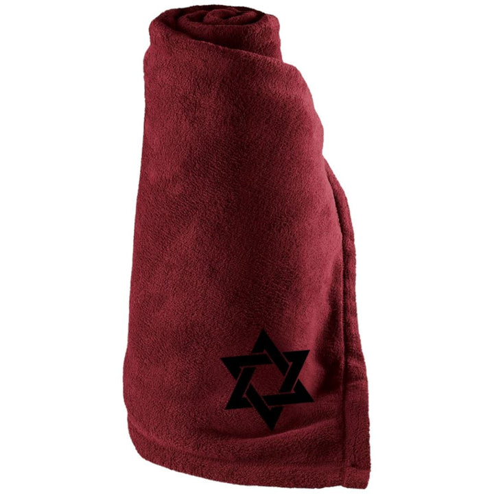 Jewish Embroidered Large Fleece Blanket Blankets Maroon One Size 