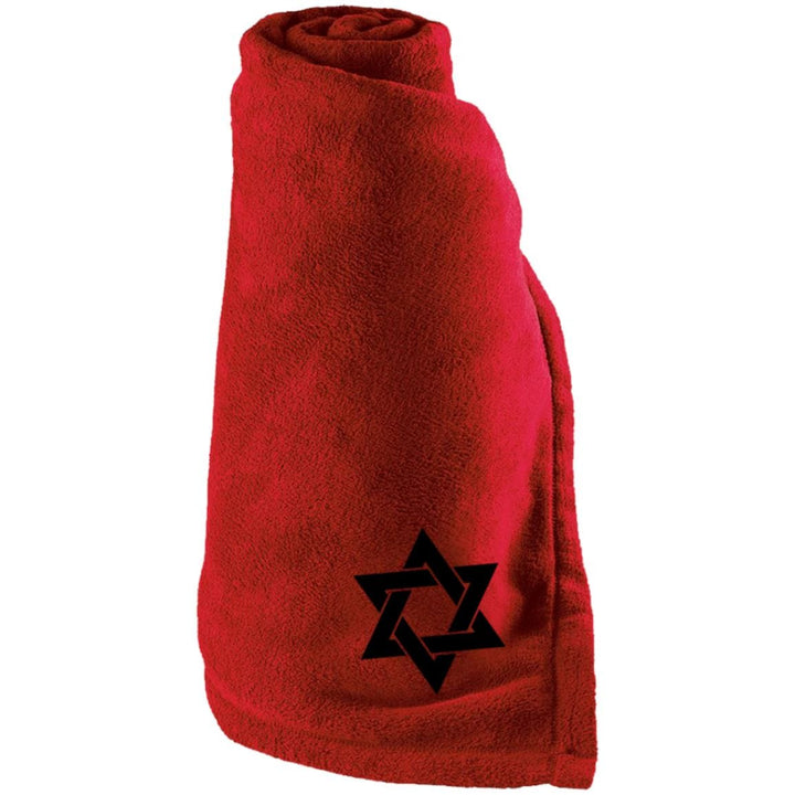 Jewish Embroidered Large Fleece Blanket Blankets Scarlet One Size 