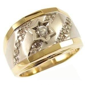 Jewish Ring-White Gold Star 14 Karat Gold Zirconia Clear 