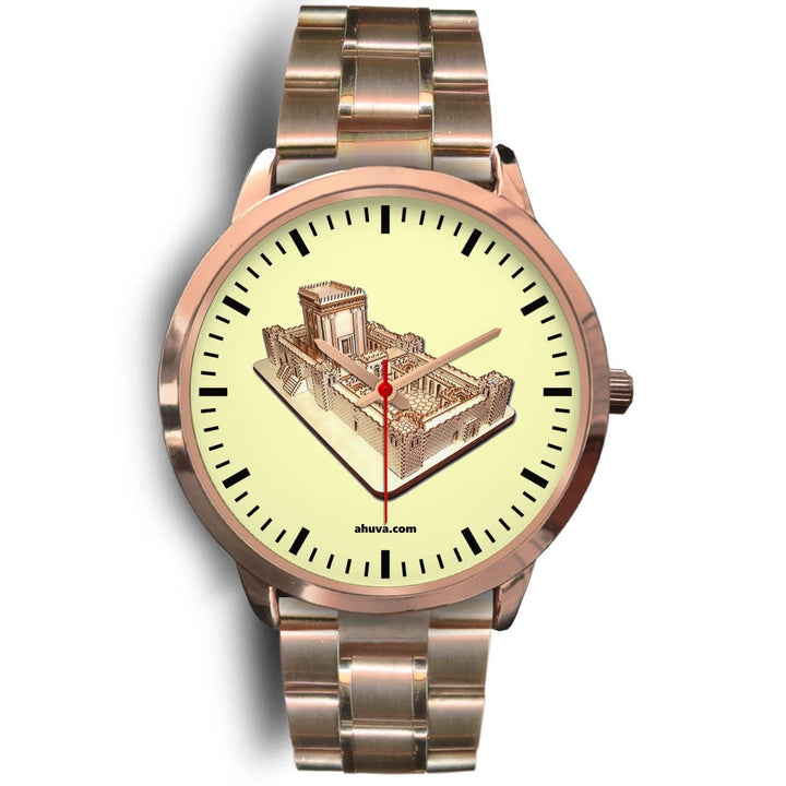 Jewish Solomon Temple Wristwatch - Rose Gold Rose Gold Watch Mens 40mm Rose Gold Metal Link 