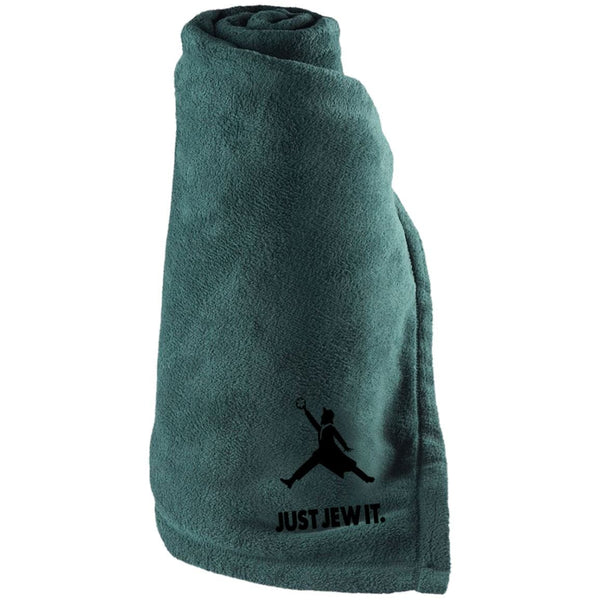 Just Jew It Sporty Embroidered Large Fleece Blanket Blankets Dark Green One Size 