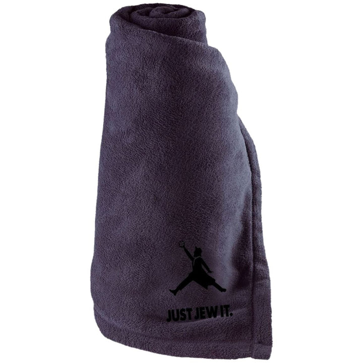 Just Jew It Sporty Embroidered Large Fleece Blanket Blankets Navy One Size 