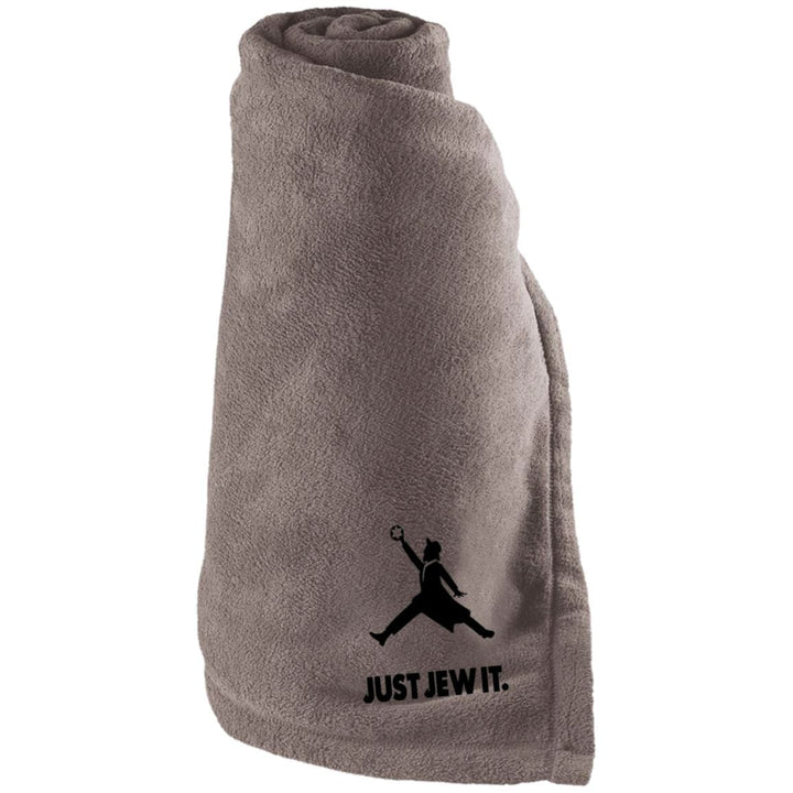 Just Jew It Sporty Embroidered Large Fleece Blanket Blankets Oxford Grey One Size 