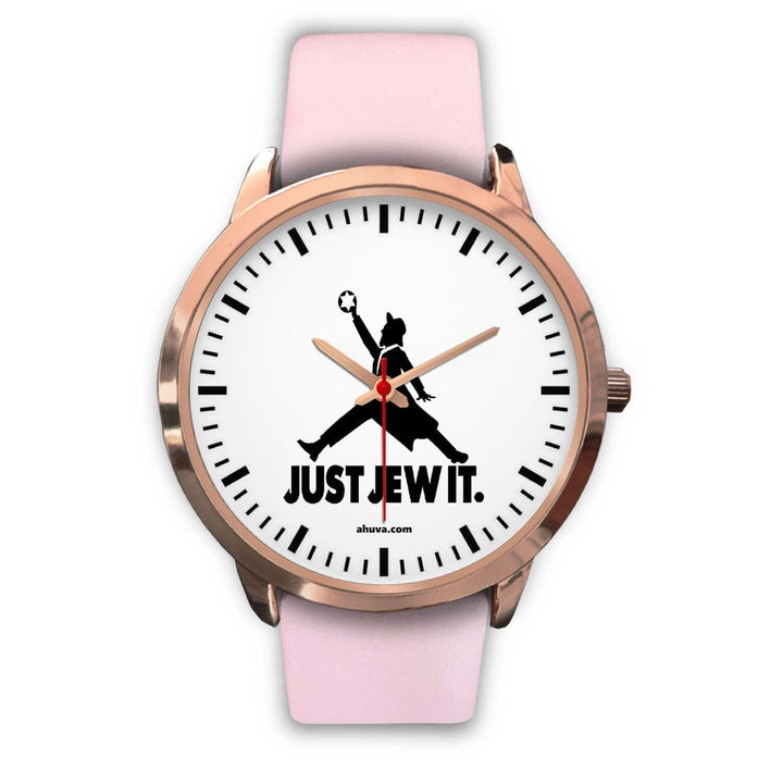 Just Jew It. Watch - Rose Gold Rose Gold Watch Mens 40mm Pink Leather 