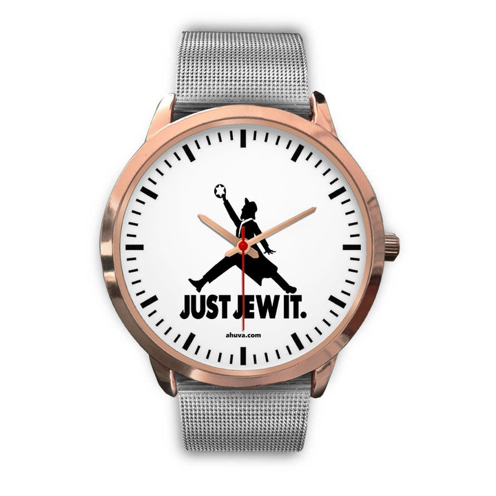 Just Jew It. Watch - Rose Gold Rose Gold Watch Mens 40mm Silver Metal Mesh 