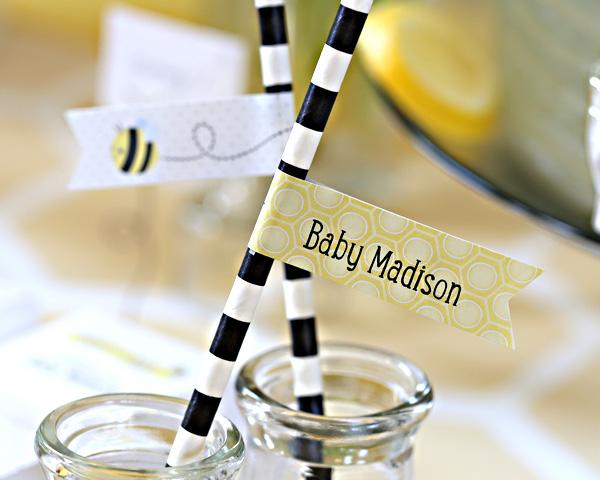 Kate's "Sweet as Can Bee" Personalized Party Straw Flags Kate's "Sweet as Can Bee" Personalized Party Straw Flags 