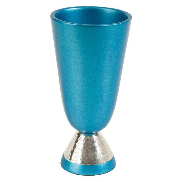 Kiddush Cup - Aluminium + Hammer Work - Turquoise 