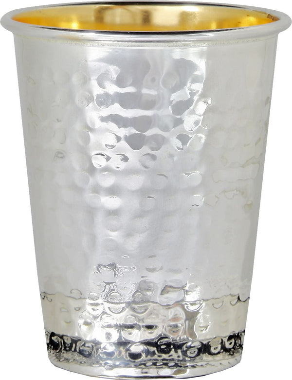 Kiddush Cup Hammered Design 925 Sterling Silver Coated 3" ( 140 ml 4.7 oz) Elygant 