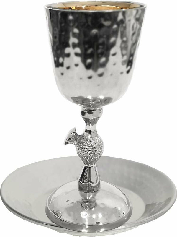 Kiddush Cup Hammered with Gold 
