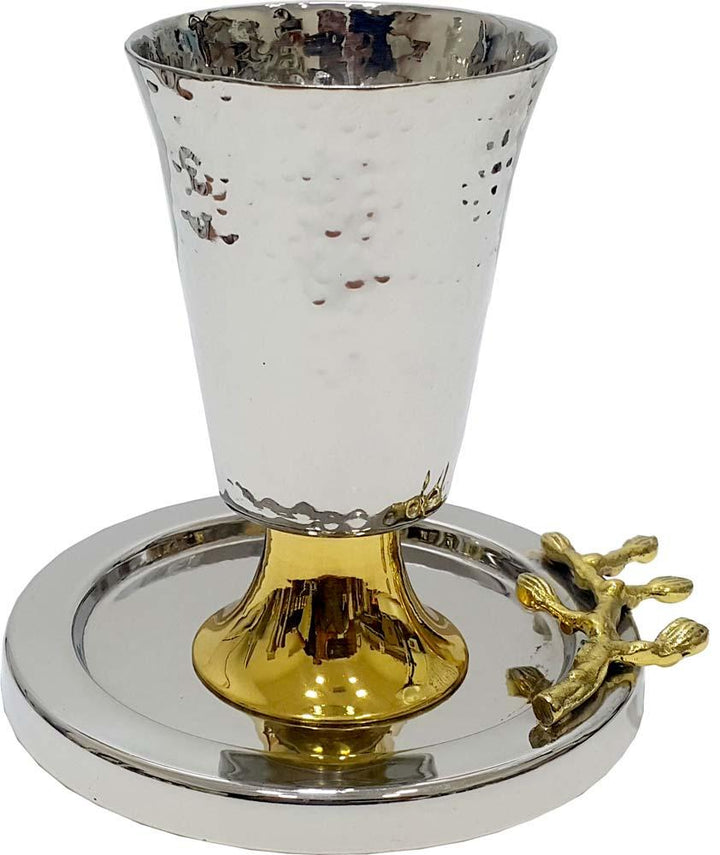 Kiddush Cup Hammered with Gold Kiddush Sets 