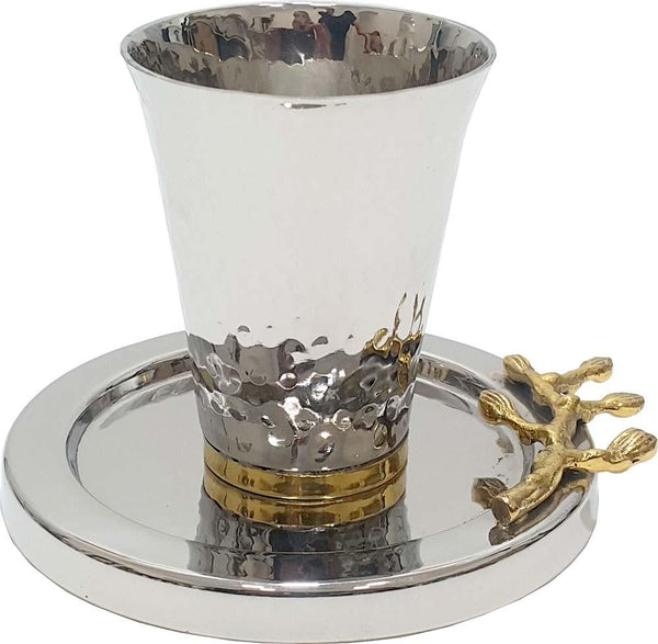 Kiddush Cup Hammered with Gold Kiddush Sets 