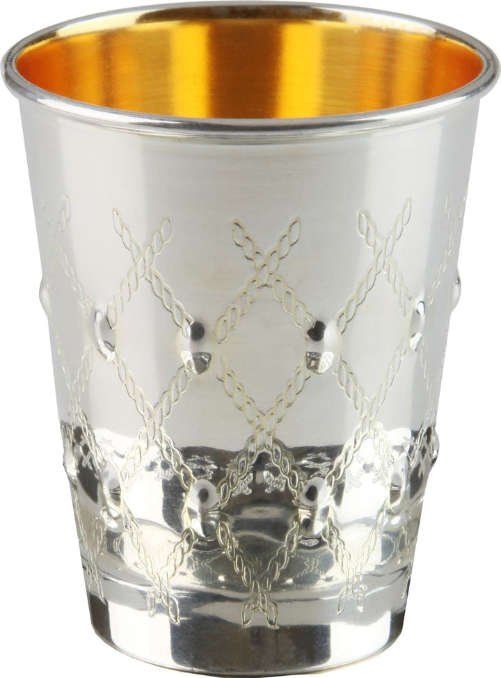 Kiddush Cup X Design 925 Sterling Silver Coated 3" ( 140 ml 4.7 oz) Elygant 
