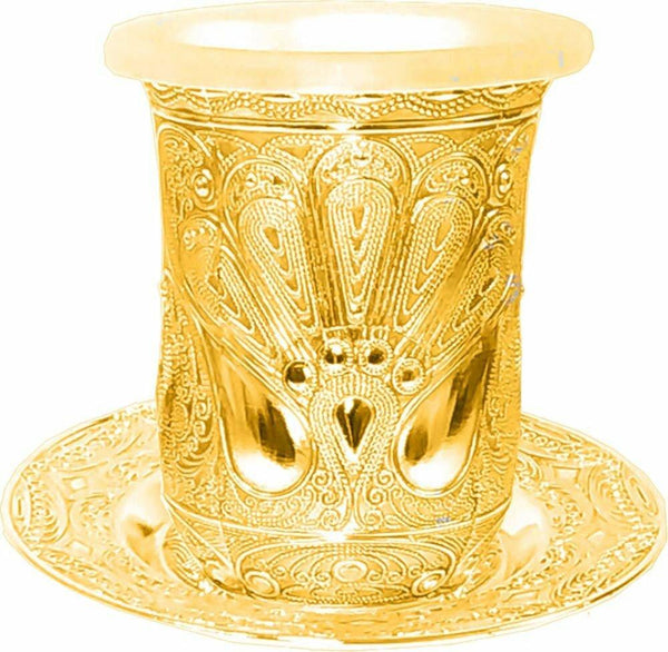 Kiddush Goblet with Coaster Filigree Gold 