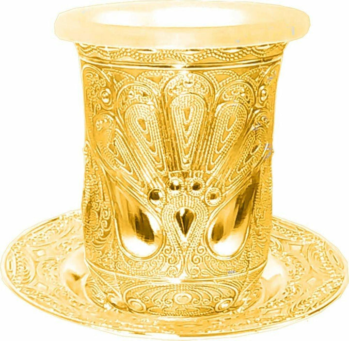 Kiddush Goblet with Coaster Filigree Gold 