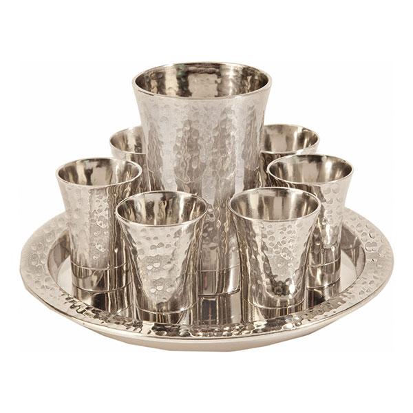 Kiddush Set - Hammer Work- Nickel 