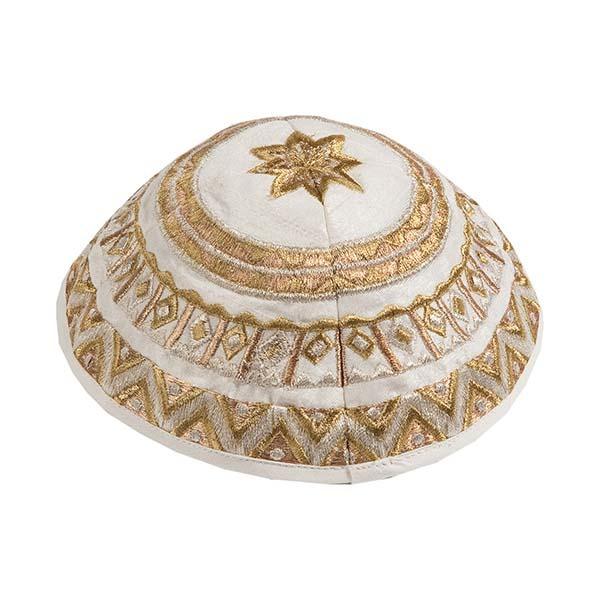 Kippah - Embroidered - Abstract - Gold 