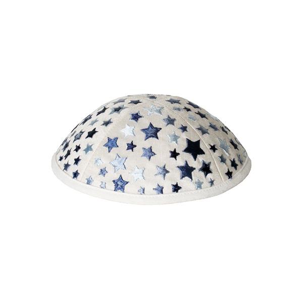 Kippah - Embroidered - Children - Stars White 