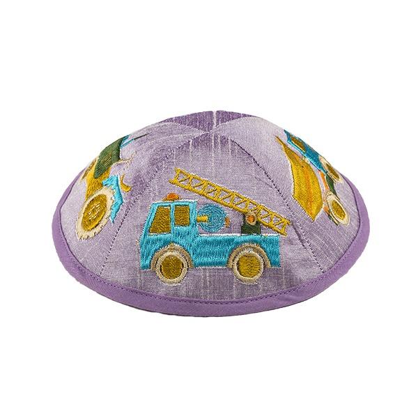 Kippah - Embroidered - Children - Truck Lilac 