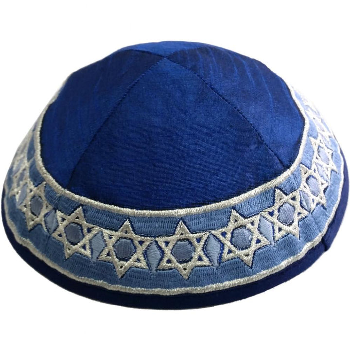 Kippah - Embroidered Star Of David Blues 