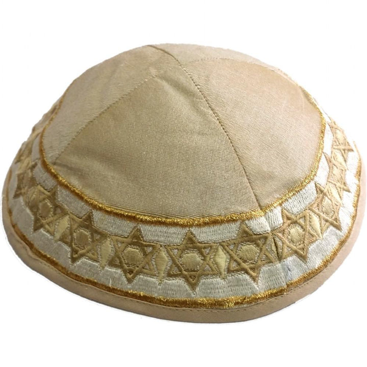 Kippah - Embroidered Star Of David Gold 