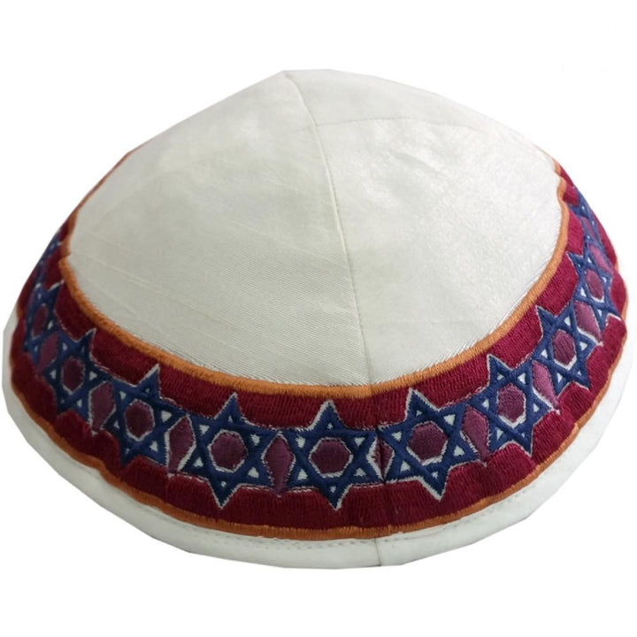 Kippah - Embroidered Star Of David Maroon 