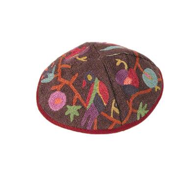 Kippah Hand Embroidered - Birds 