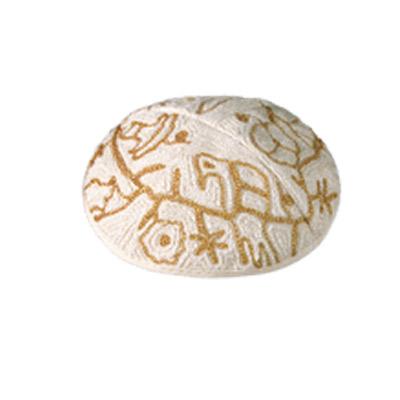 Kippah Hand Embroidered - Birds - Gold 