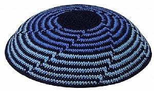 Knit Kippot Multi Blue Cascading 
