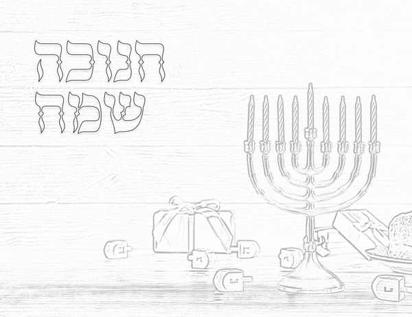 Chanuka Coloring Page with Crayons 8.5x11-0