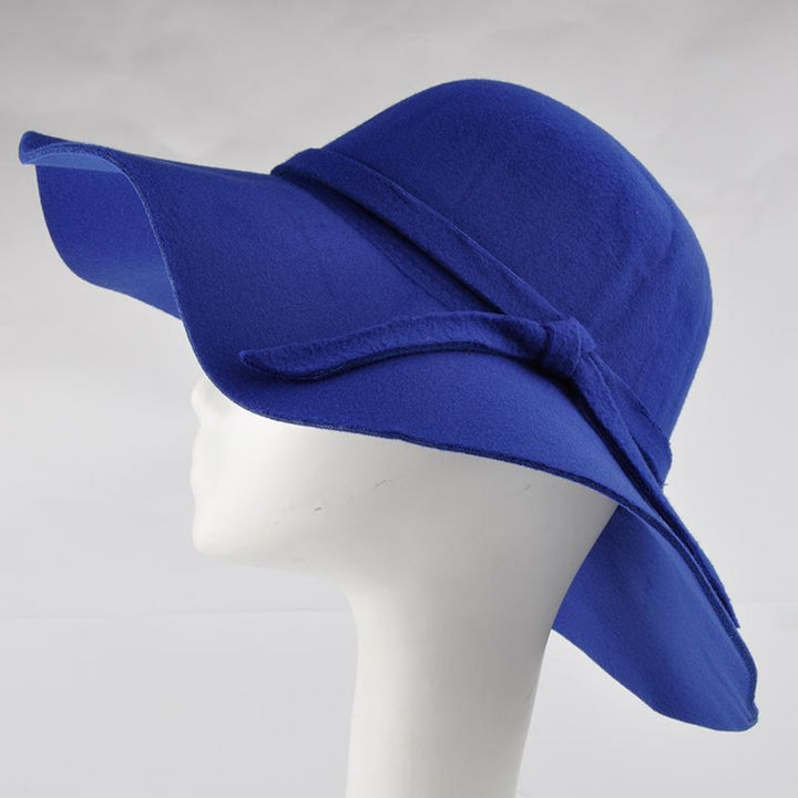 Lady's Wide Brim Wool Felt Fedora Hat In 6 Colors Headwear 
