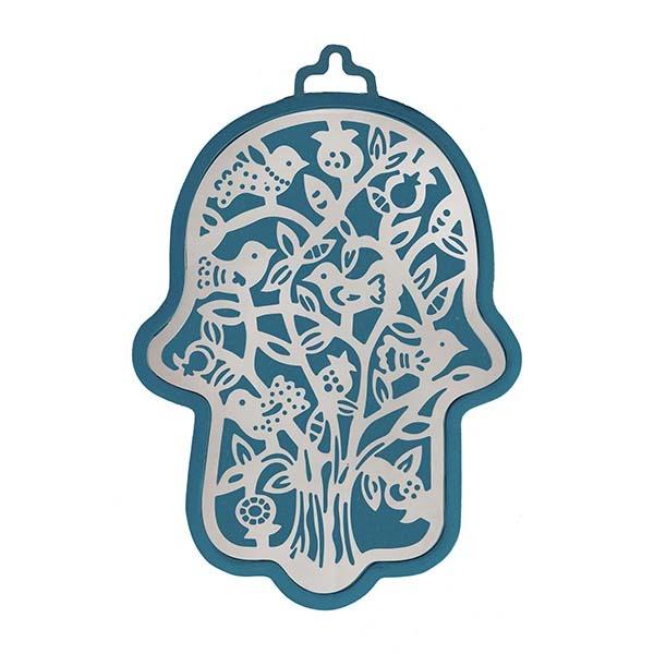 Large Blue Hamsa + Metal Cutout - Tree 