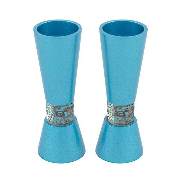 Large Candlesticks + Metal Cutout Jerusalem - Turquoise 