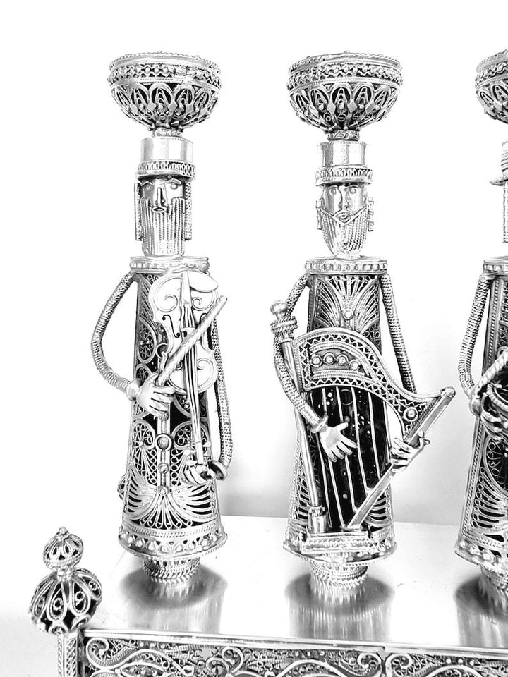 Large Hand-crafted Klezmer Menorah Filigree Art Menorah 