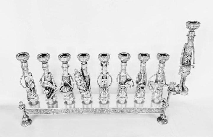 Large Hand-crafted Klezmer Menorah Filigree Art Menorah 