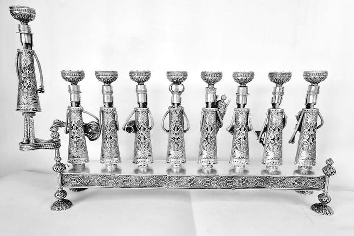 Large Hand-crafted Klezmer Menorah Filigree Art Menorah 